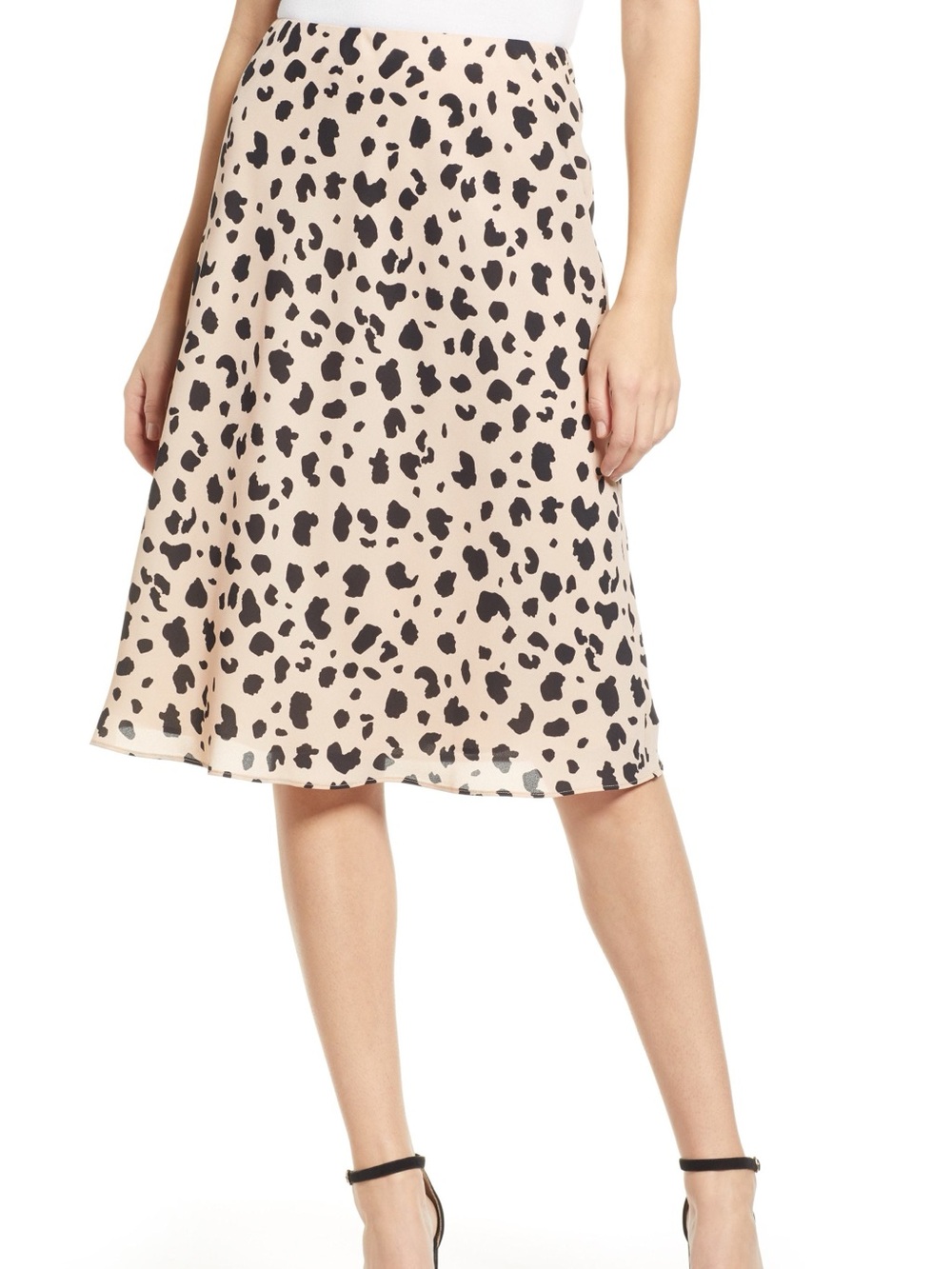Socialite| Nordstrom| Beige & Black Leopard-Print A-line Flowy Midi Skirt Sz XS